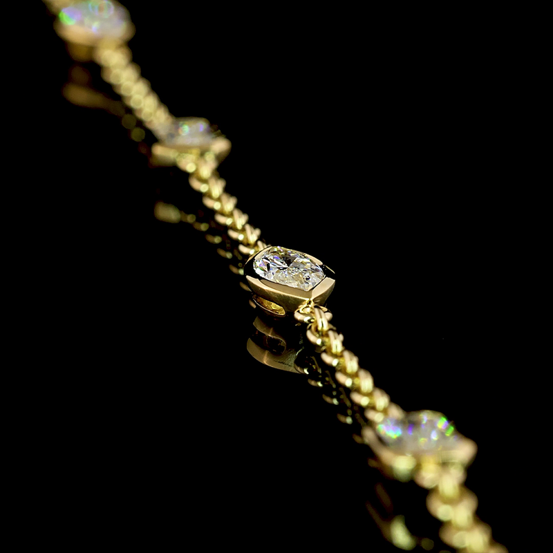 5ctw Bezel East West Marquise & Emerald Station Necklace