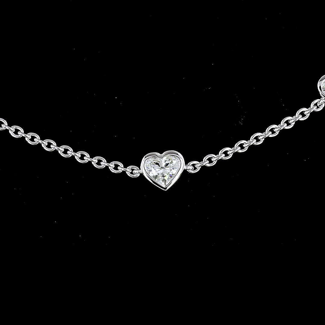 3ctw Bezel Heart Station Necklace