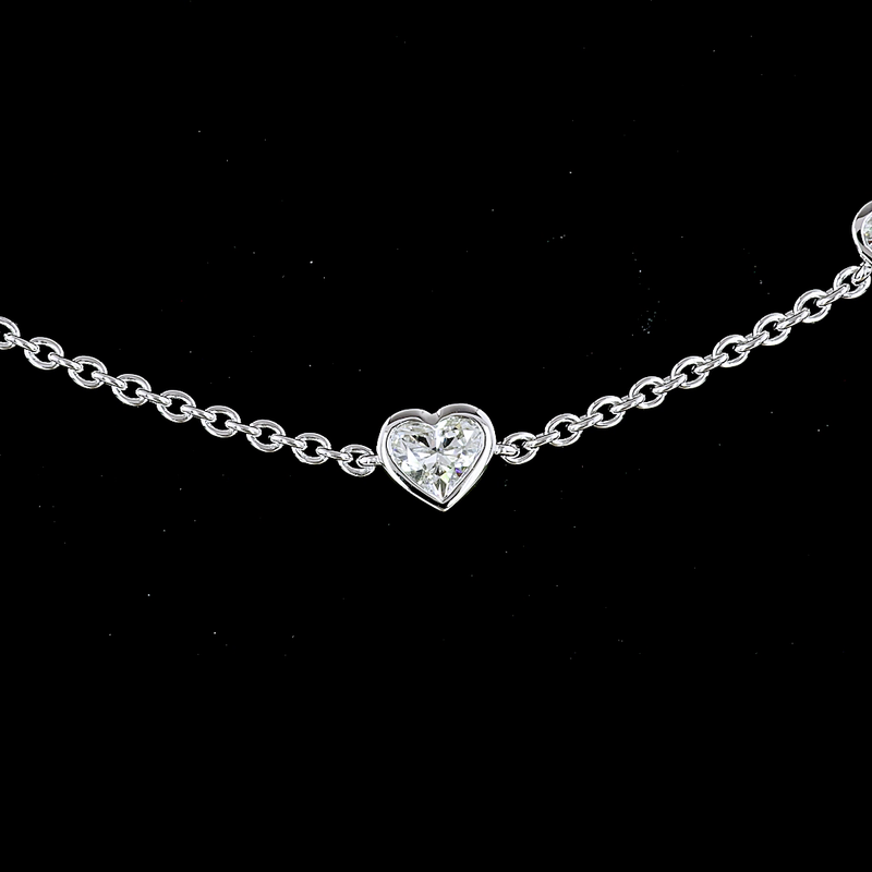 3ctw Bezel Heart Station Necklace