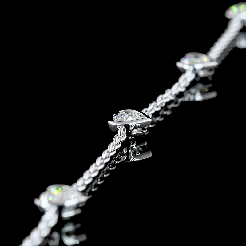 3ctw Bezel Heart Station Necklace