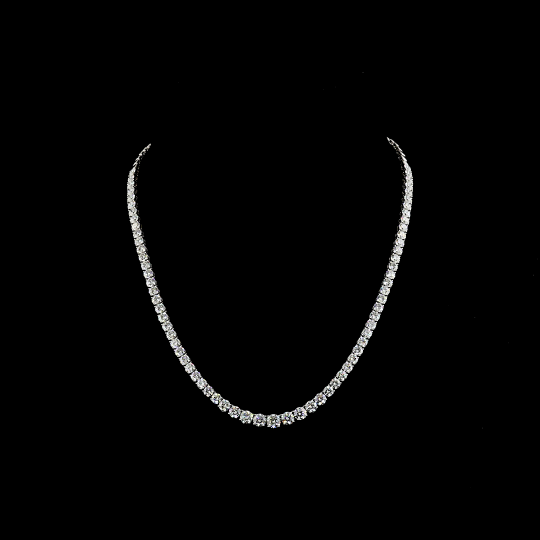 15ctw Prong Round Riviera Tennis Necklace