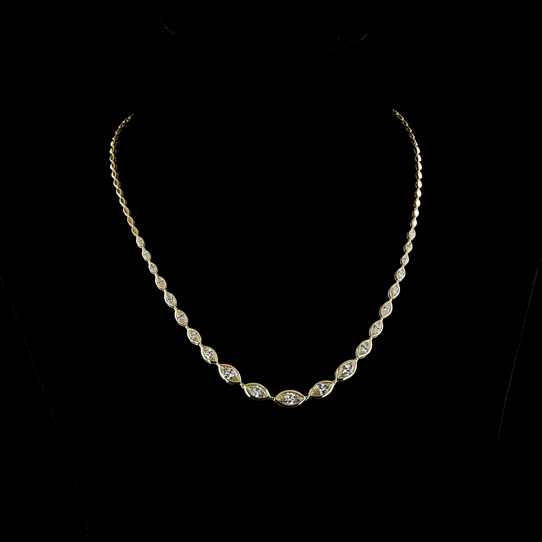 5ctw Bezel East West Marquise Riviera Tennis Necklace