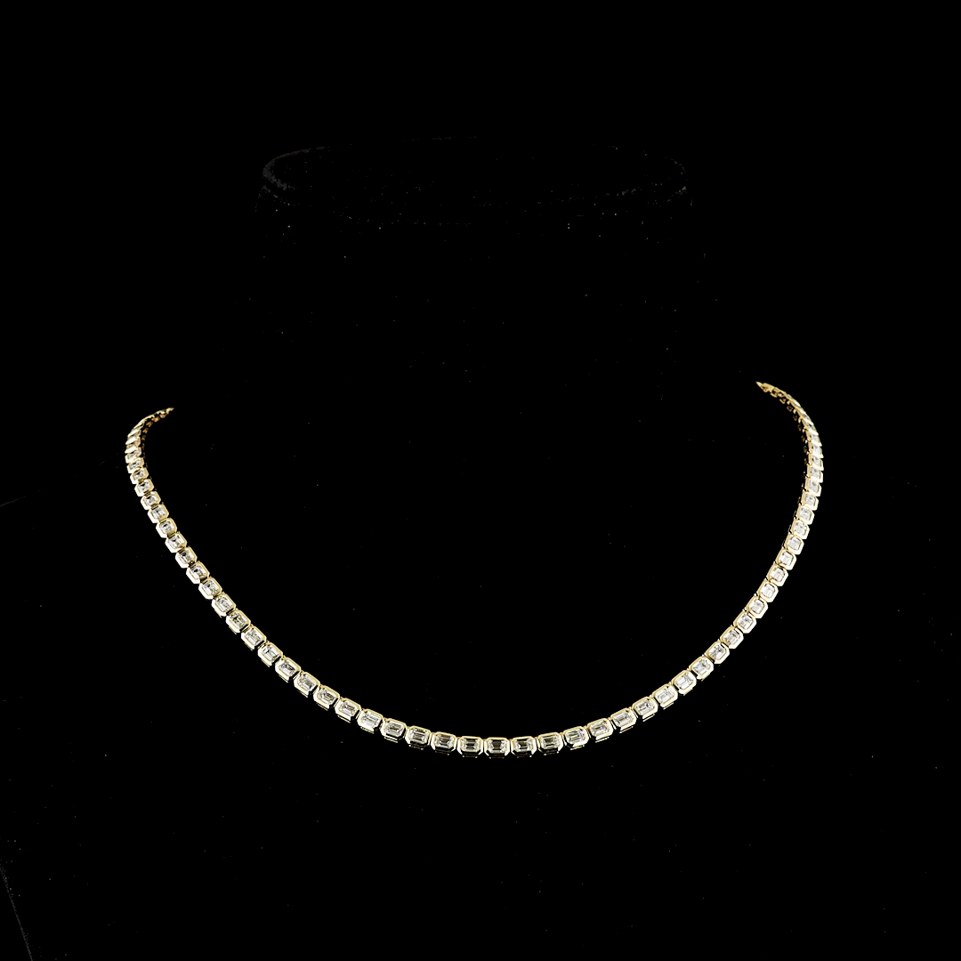 9ctw Bezel East West Emerald Tennis Necklace