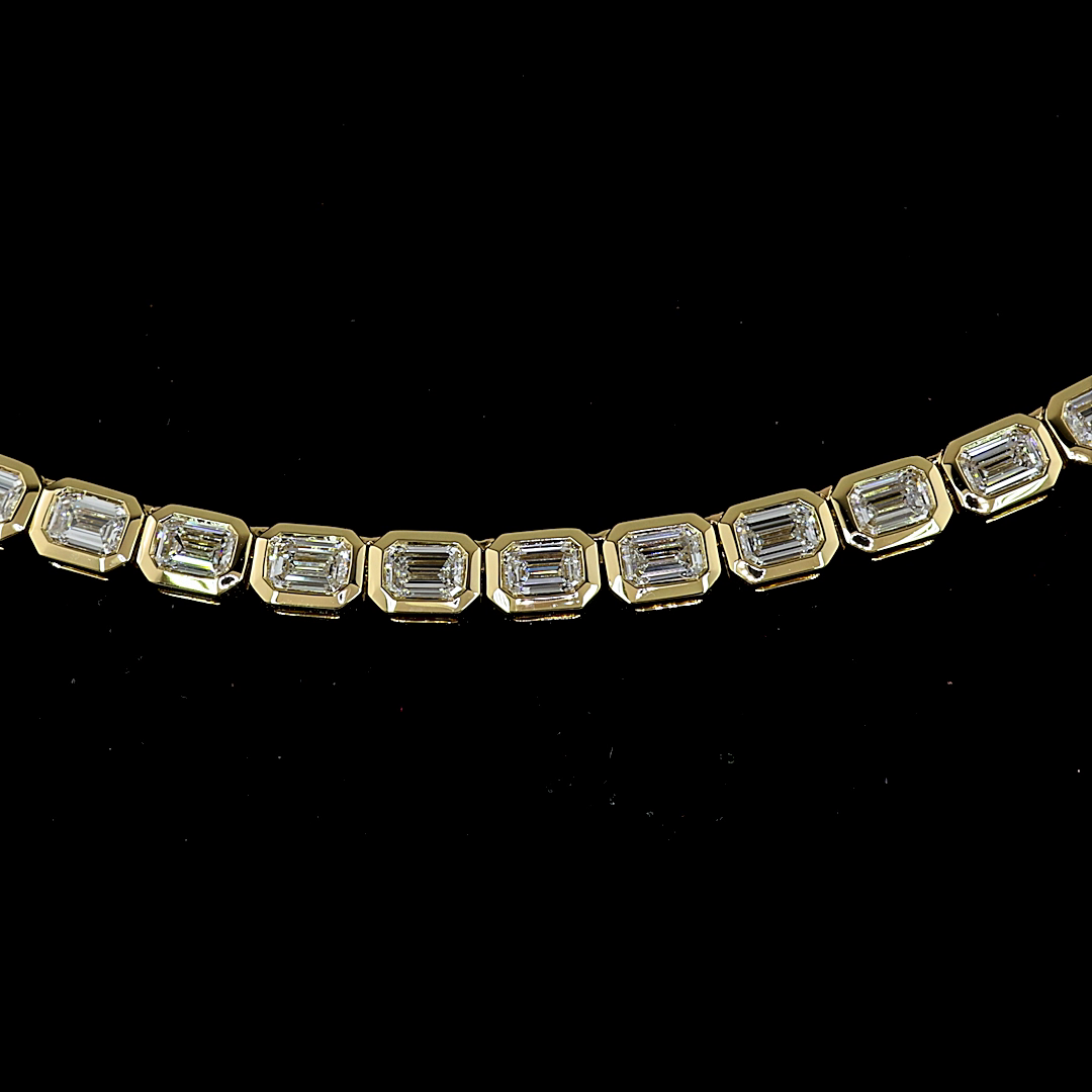 9ctw Bezel East West Emerald Tennis Necklace