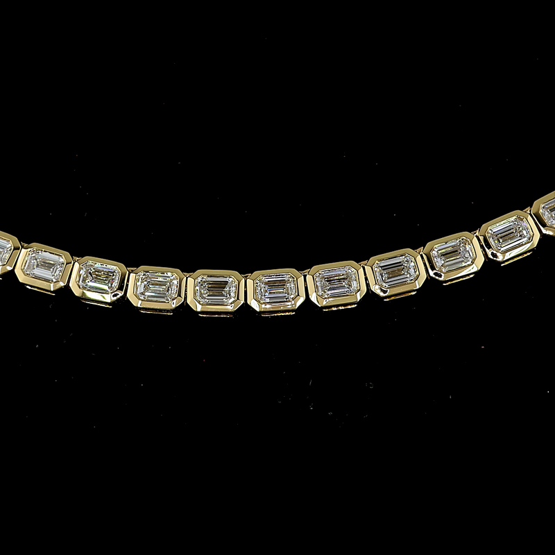 9ctw Bezel East West Emerald Tennis Necklace