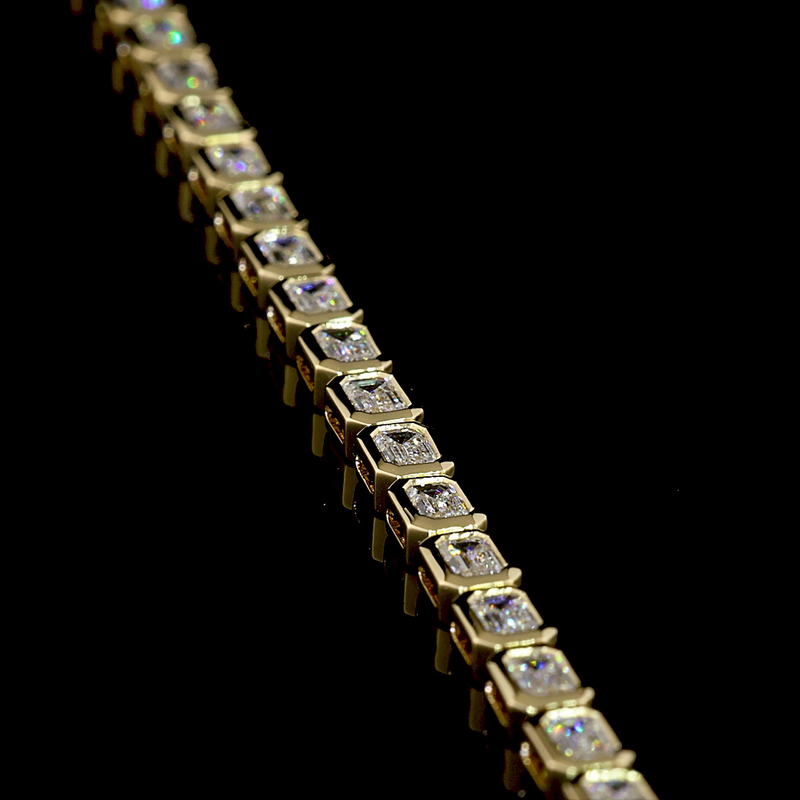 9ctw Bezel East West Emerald Tennis Necklace