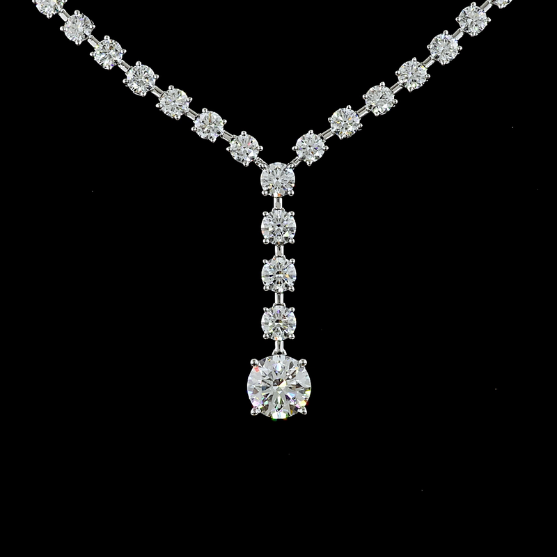 11ctw Prong Round Lariat Necklace