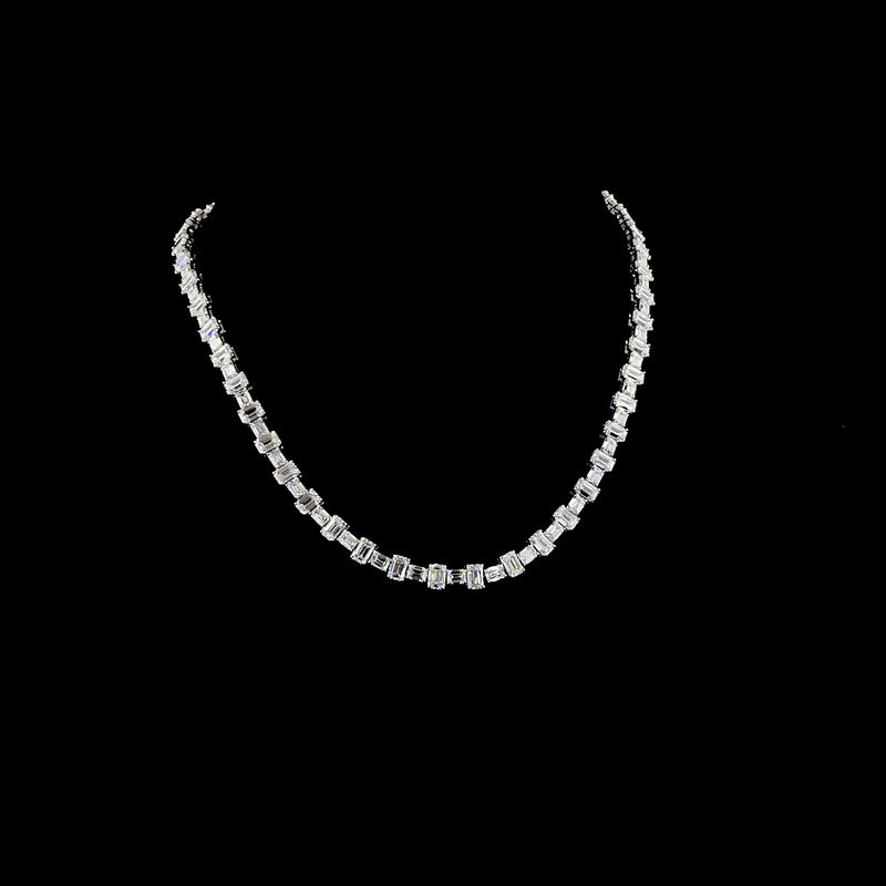 36ctw Prong Emerald Station Necklace