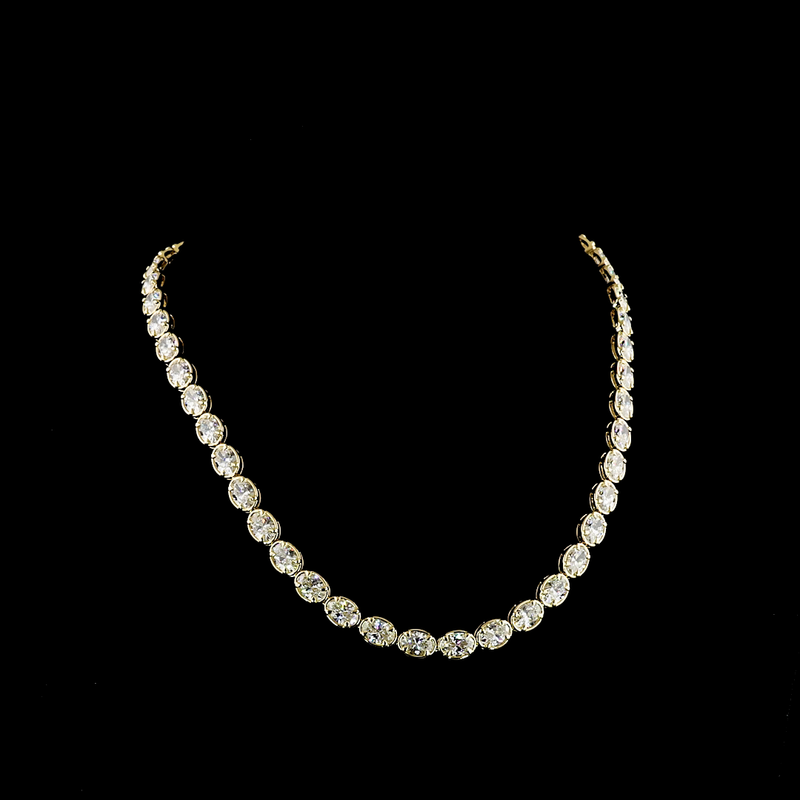 33ctw Bezel - Prong East West Oval Tennis Necklace