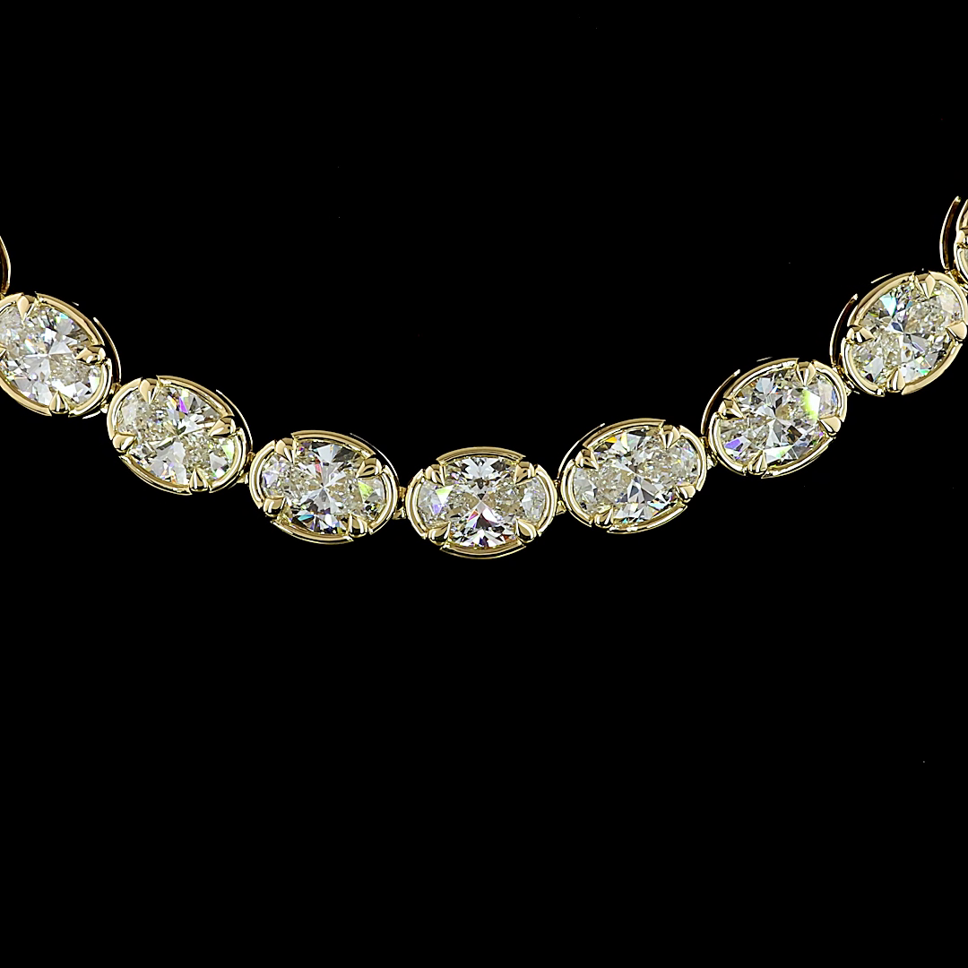 33ctw Bezel - Prong East West Oval Tennis Necklace