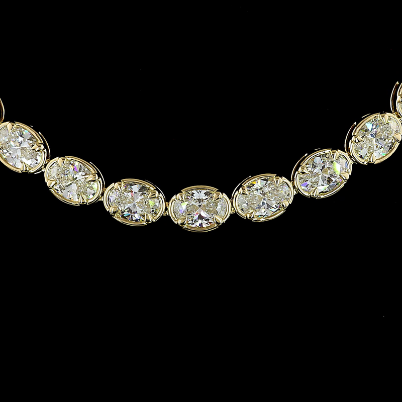 33ctw Bezel - Prong East West Oval Tennis Necklace