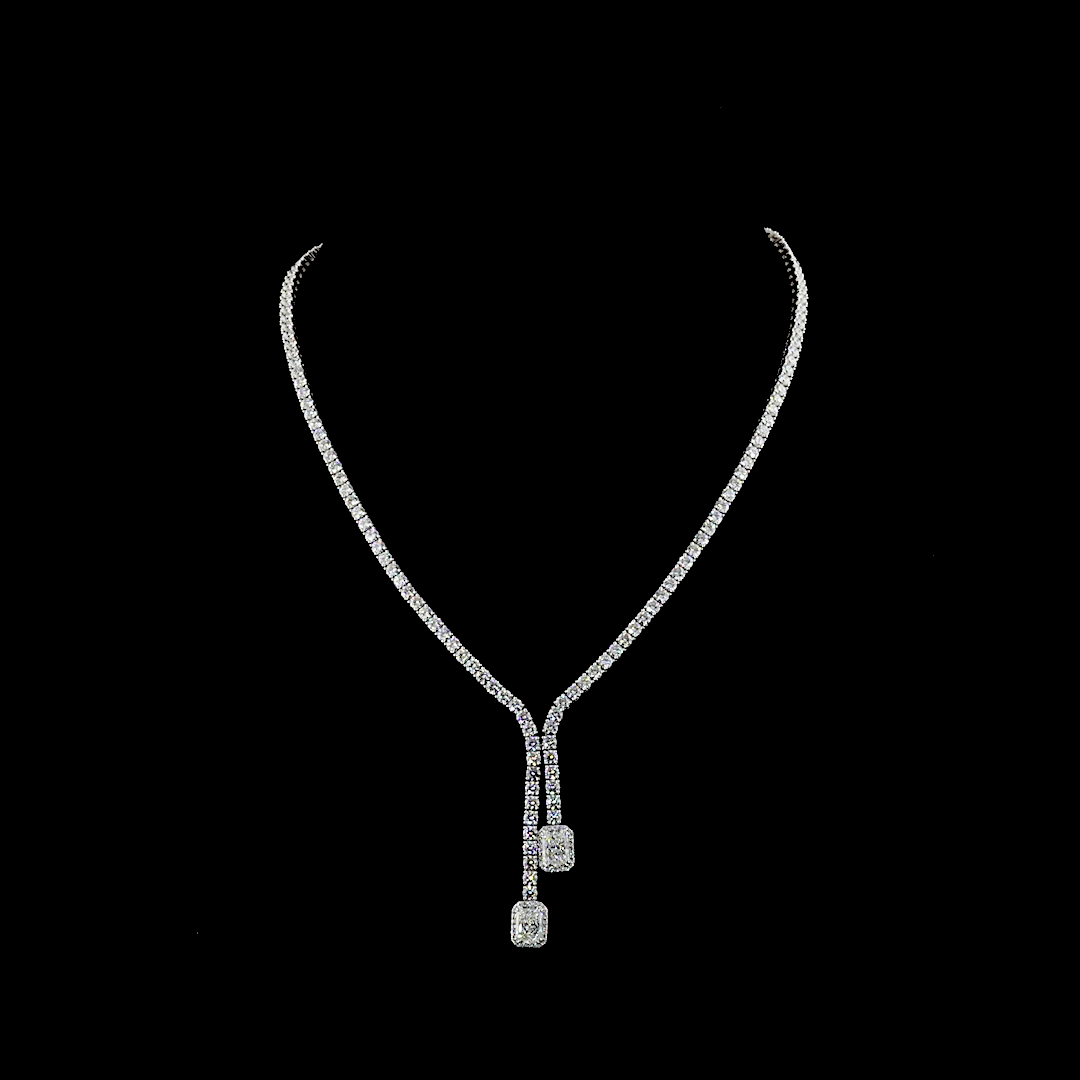 14ctw Prong Radiant & Round Lariat Necklace