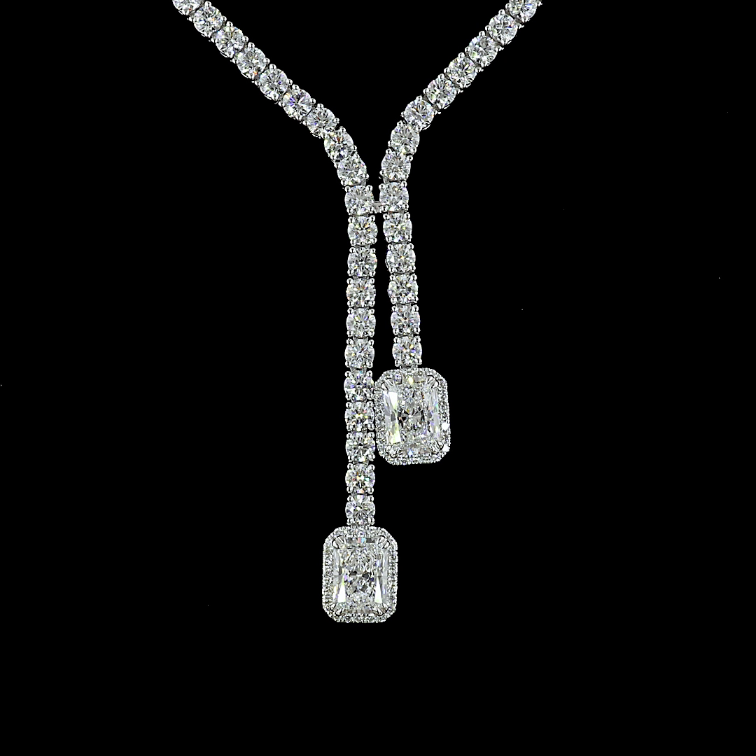 14ctw Prong Radiant & Round Lariat Necklace