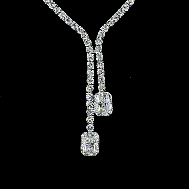 14ctw Prong Radiant & Round Lariat Necklace