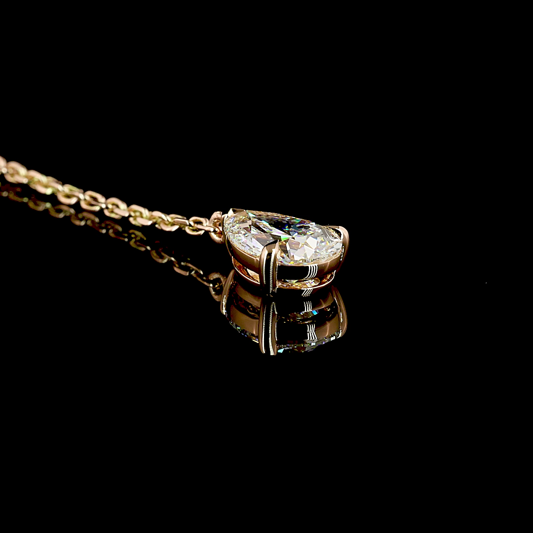 1-1/4ctw Prong Pear & Round Lariat Necklace
