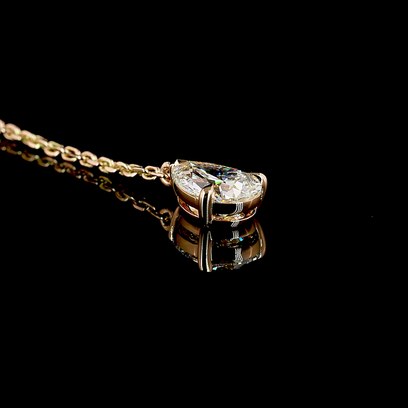 1-1/4ctw Prong Pear & Round Lariat Necklace