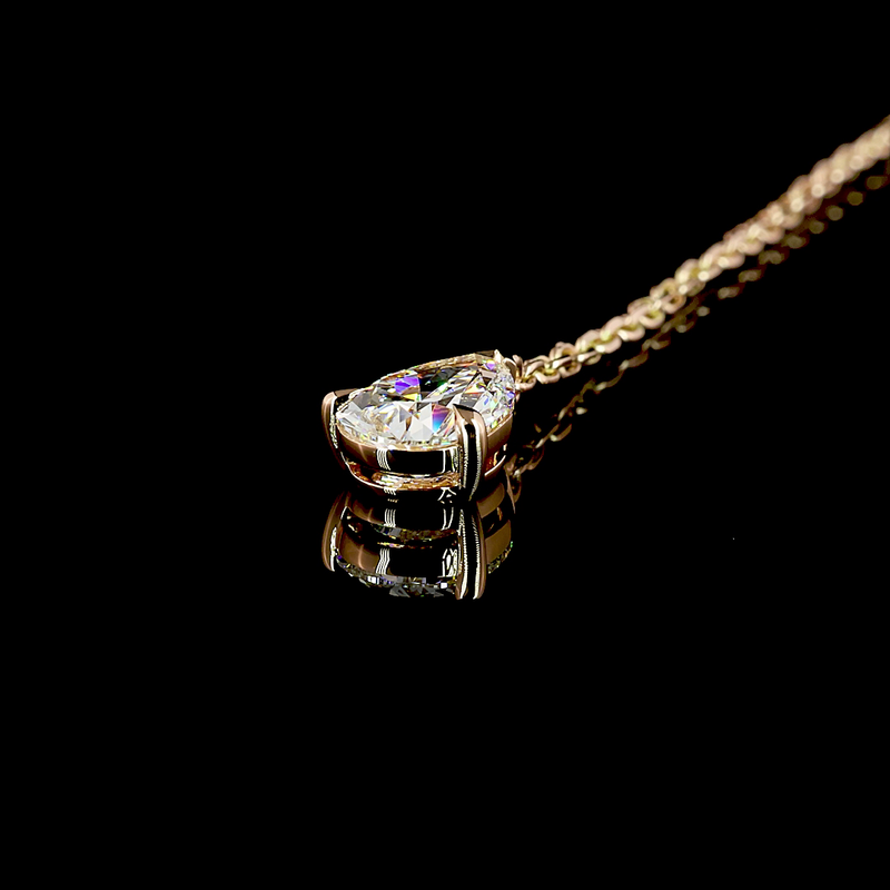 1-1/4ctw Prong Pear & Round Lariat Necklace