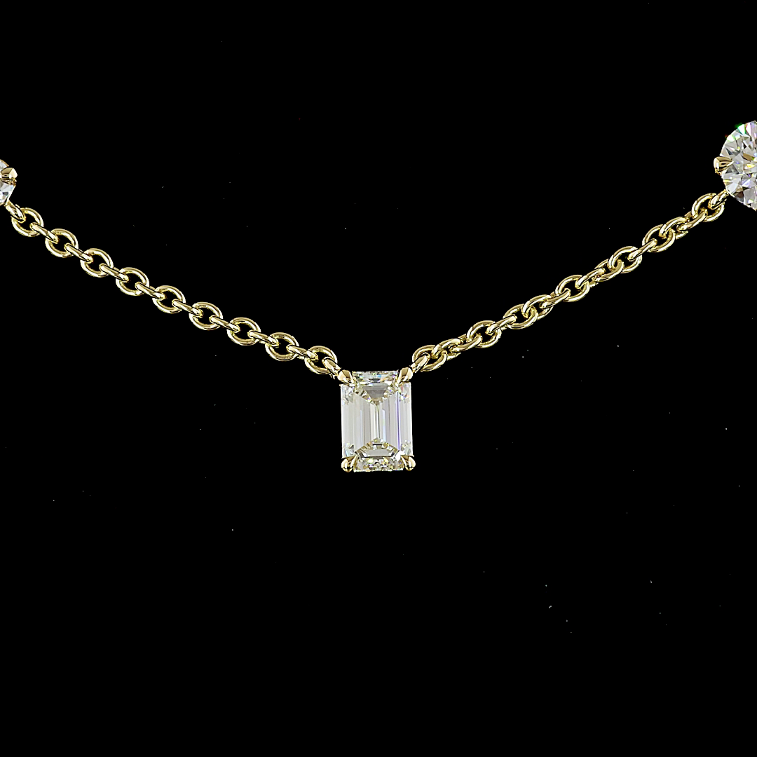 2-1/2ctw Prong Round, Heart, Pear & Emerald Station Necklace