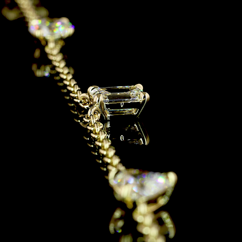 2-1/2ctw Prong Round, Heart, Pear & Emerald Station Necklace