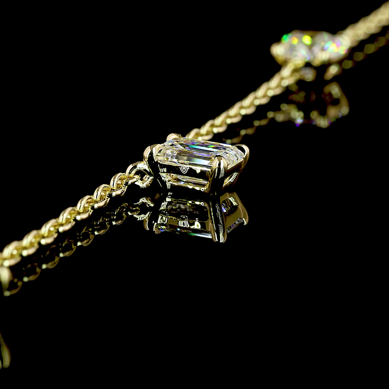 2-1/2ctw Prong Round, Heart, Pear & Emerald Station Necklace