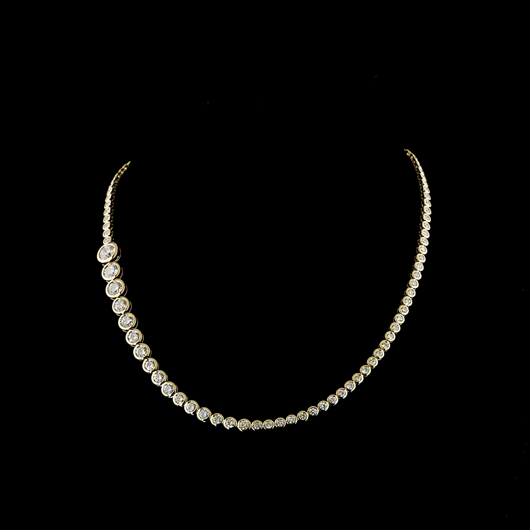 10ctw Bezel Round Riviera Tennis Necklace