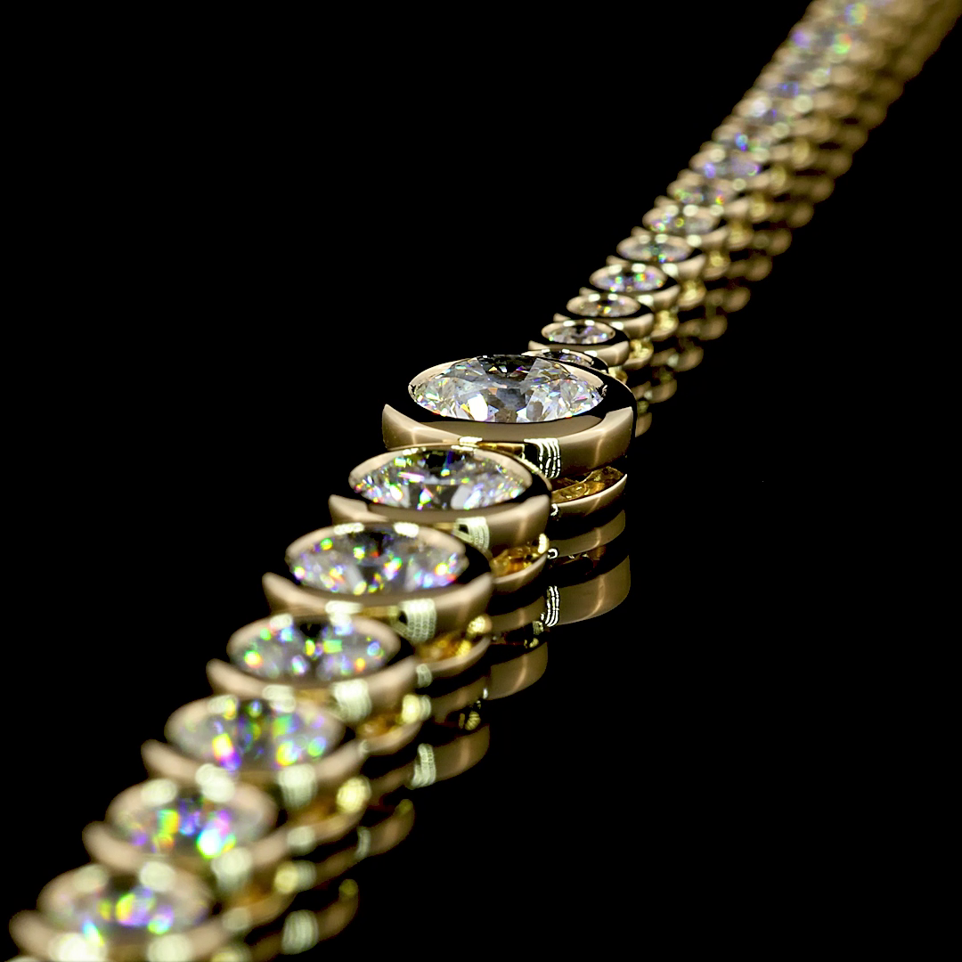 10ctw Bezel Round Riviera Tennis Necklace