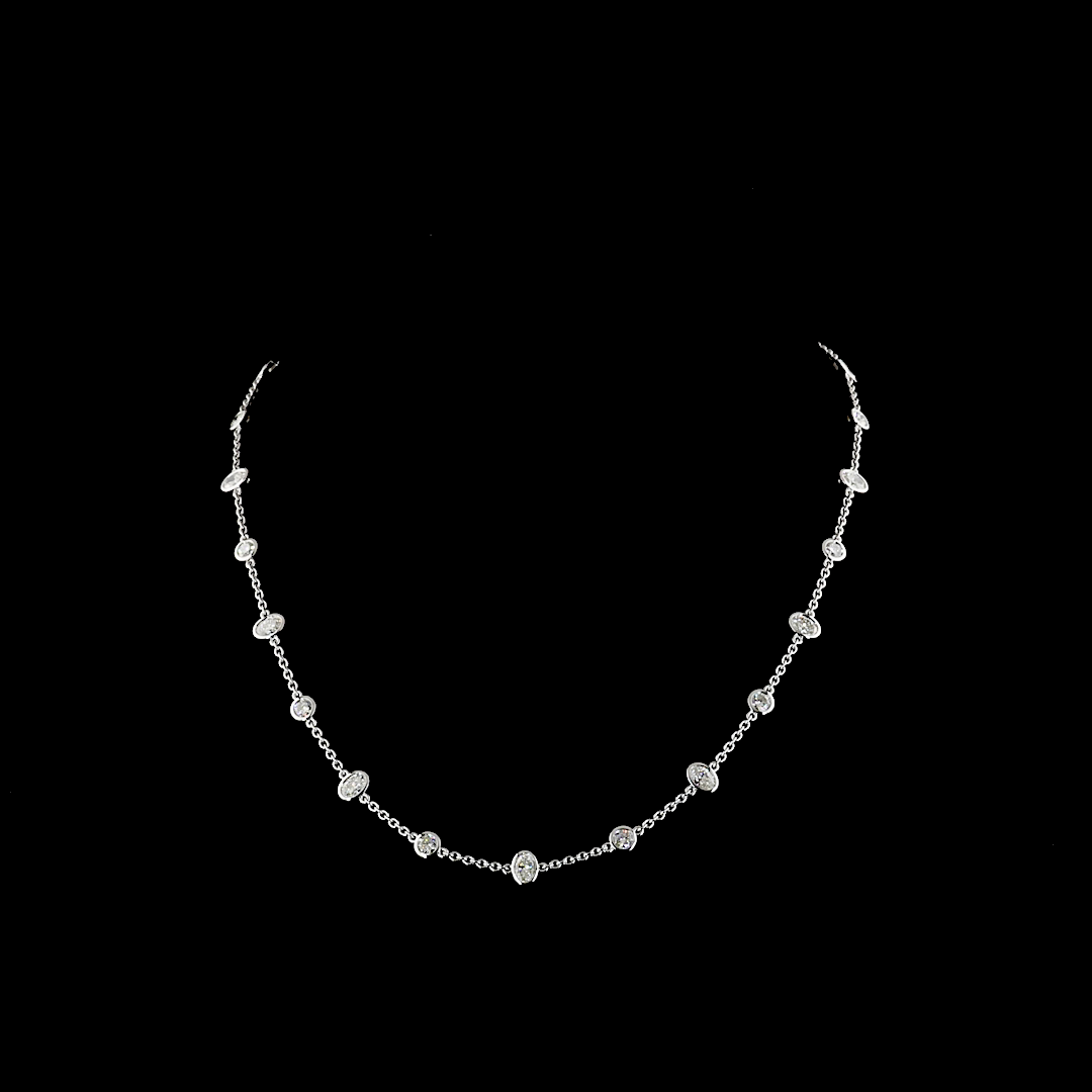 4ctw Bezel Oval & Round Station Necklace