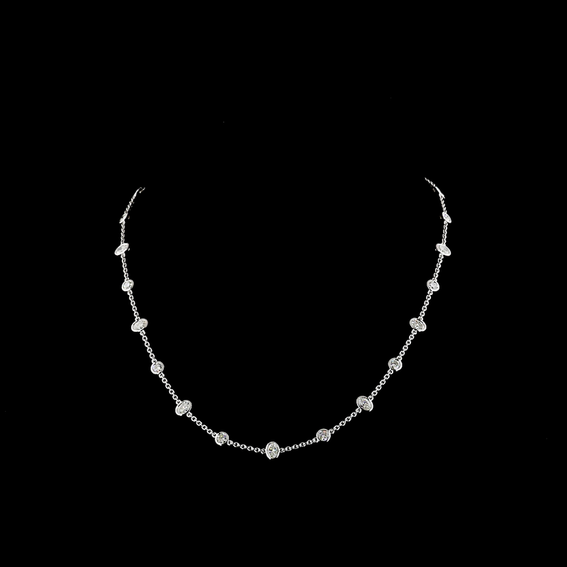 4ctw Bezel Oval & Round Station Necklace