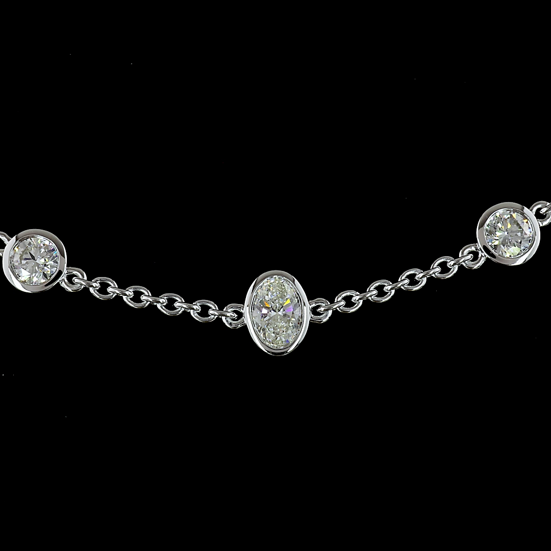 4ctw Bezel Oval & Round Station Necklace