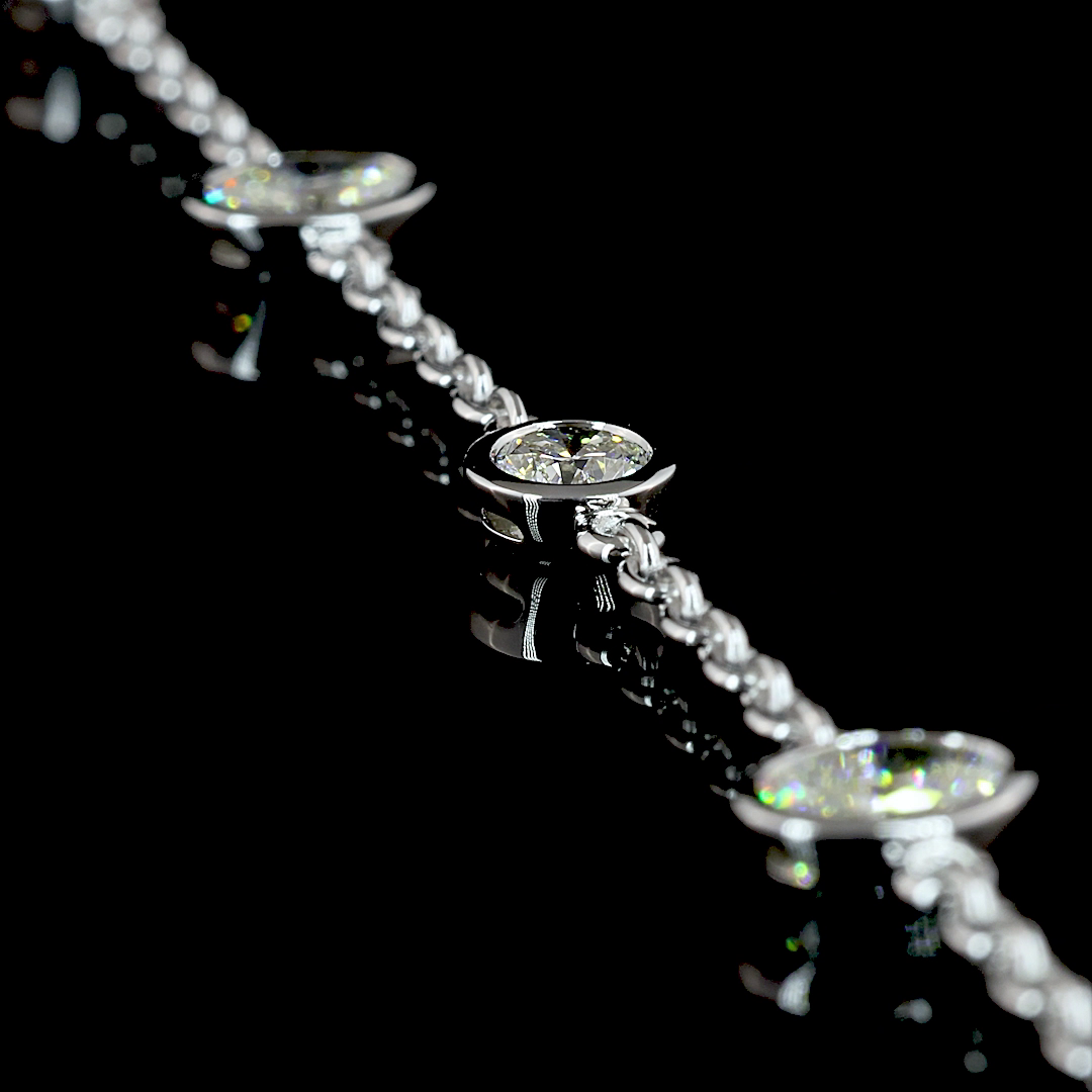 4ctw Bezel Oval & Round Station Necklace