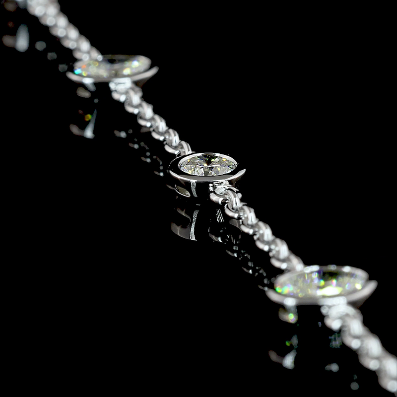 4ctw Bezel Oval & Round Station Necklace