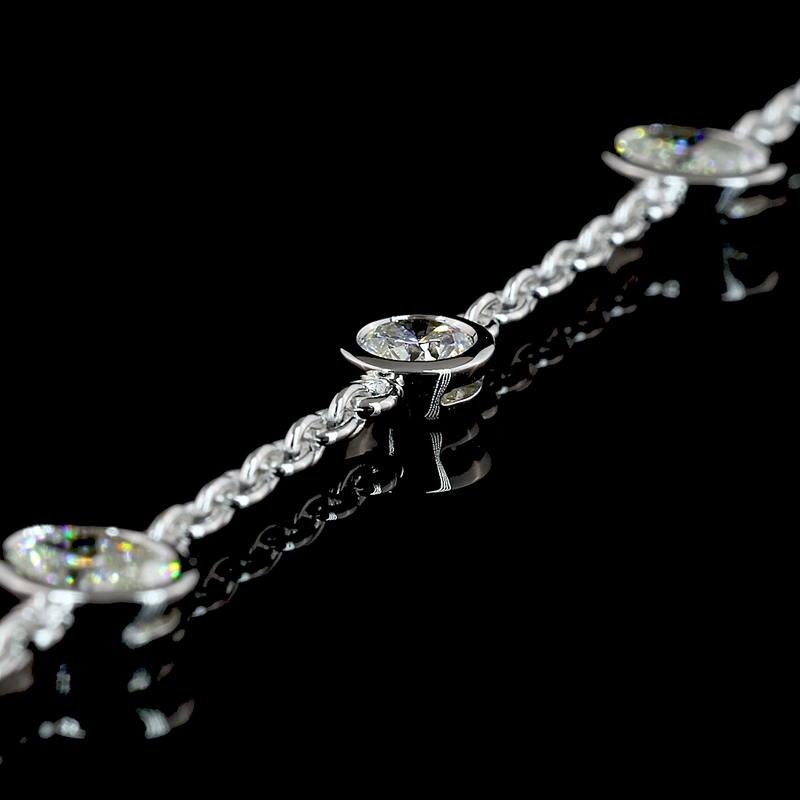 4ctw Bezel Oval & Round Station Necklace