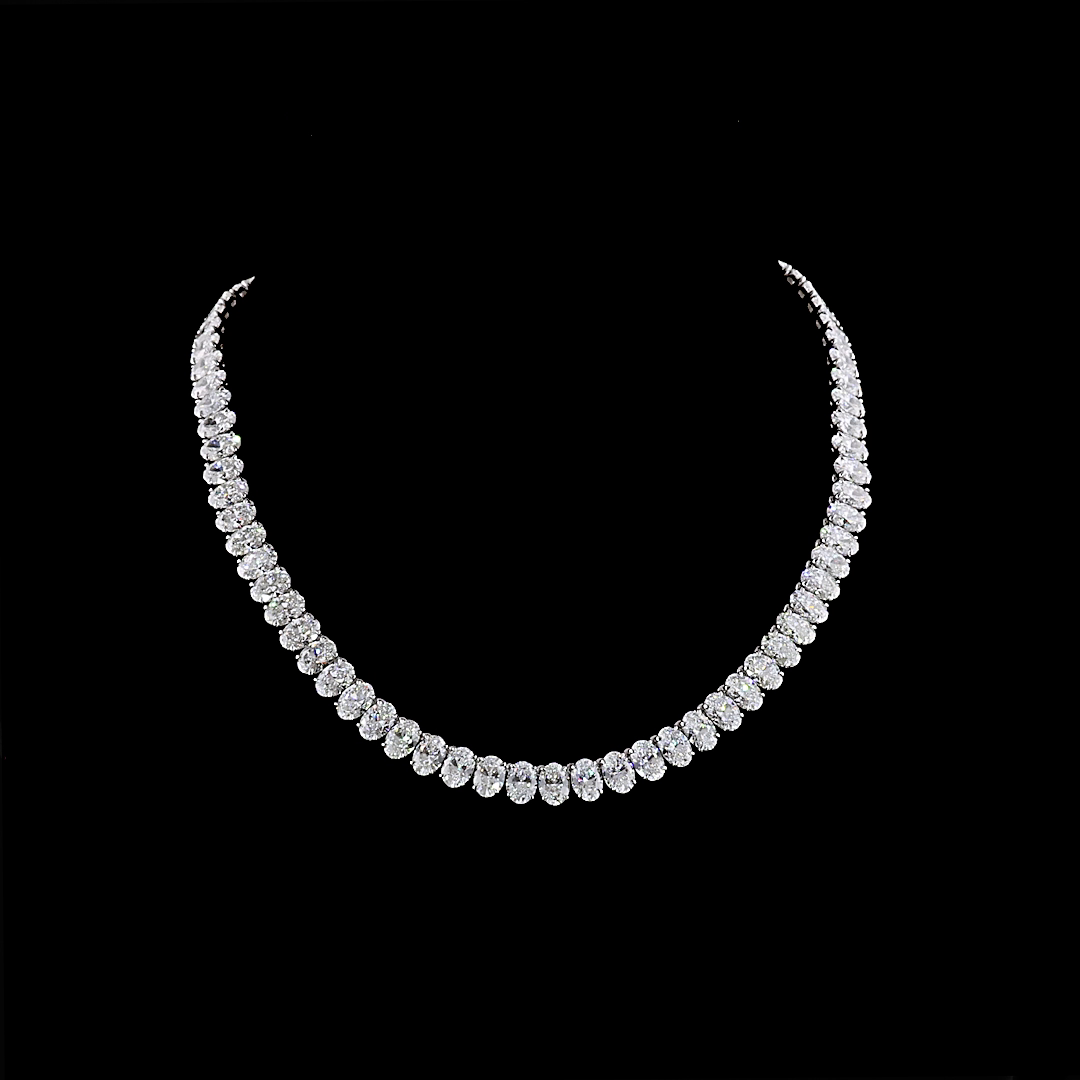 55ctw Prong Oval Tennis Necklace