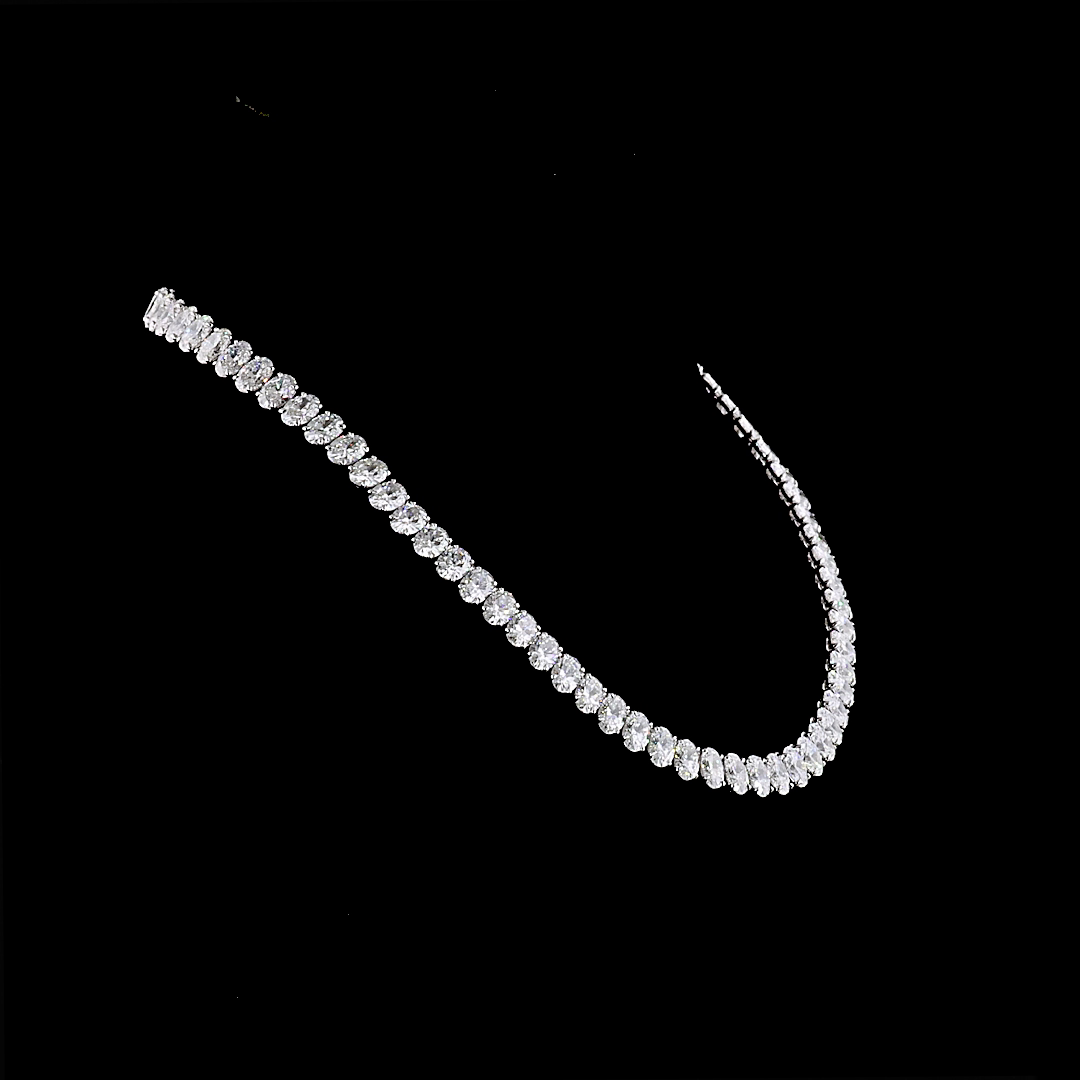 55ctw Prong Oval Tennis Necklace