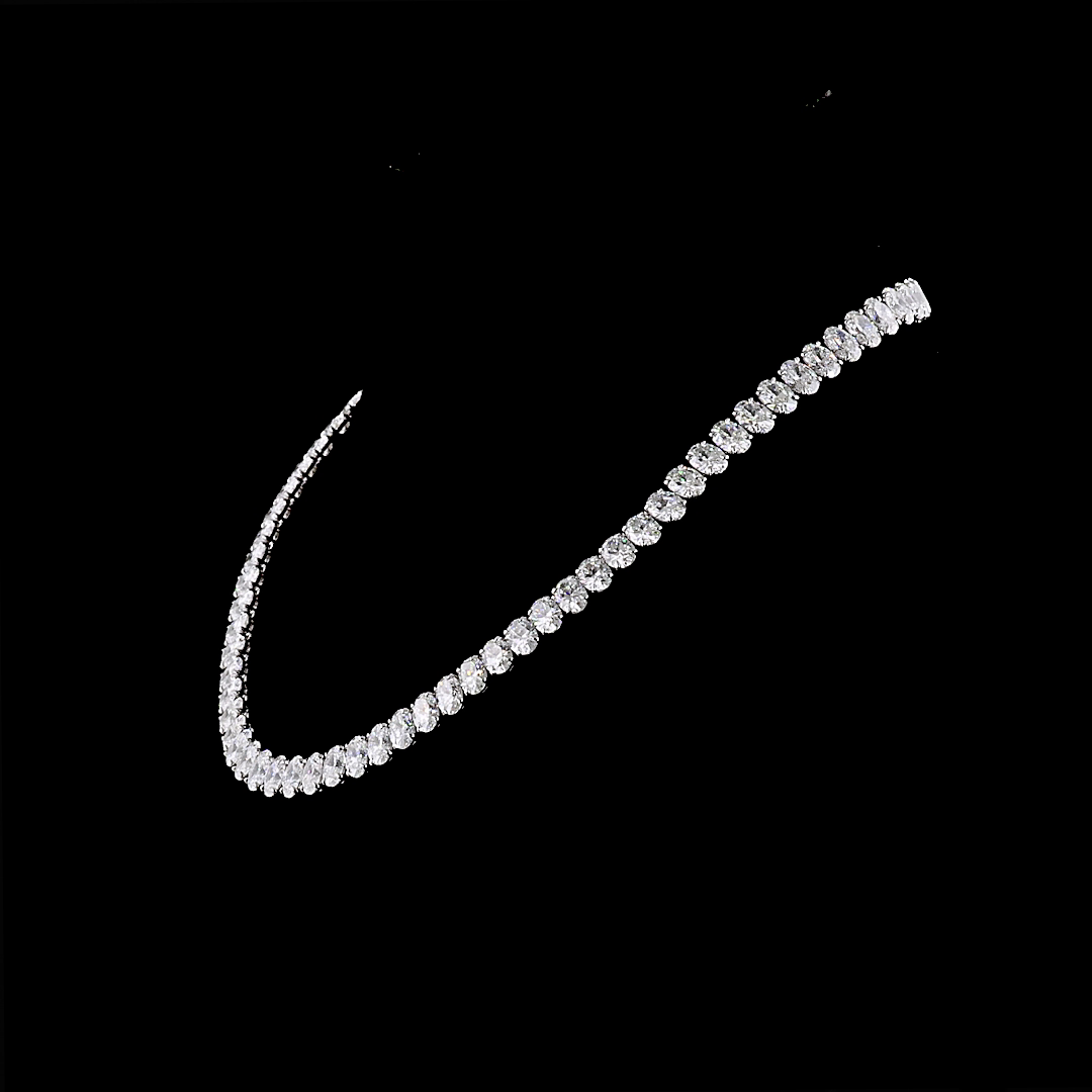 55ctw Prong Oval Tennis Necklace