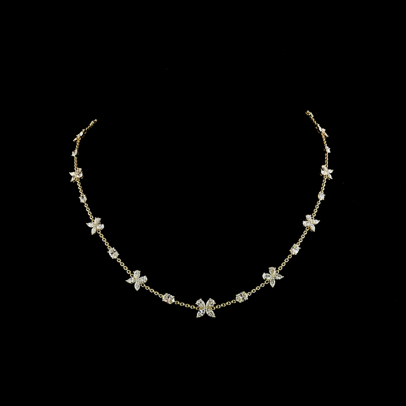 5ctw Prong East West Oval & Pear Station Necklace