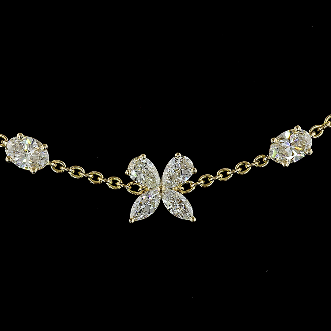 5ctw Prong East West Oval & Pear Station Necklace