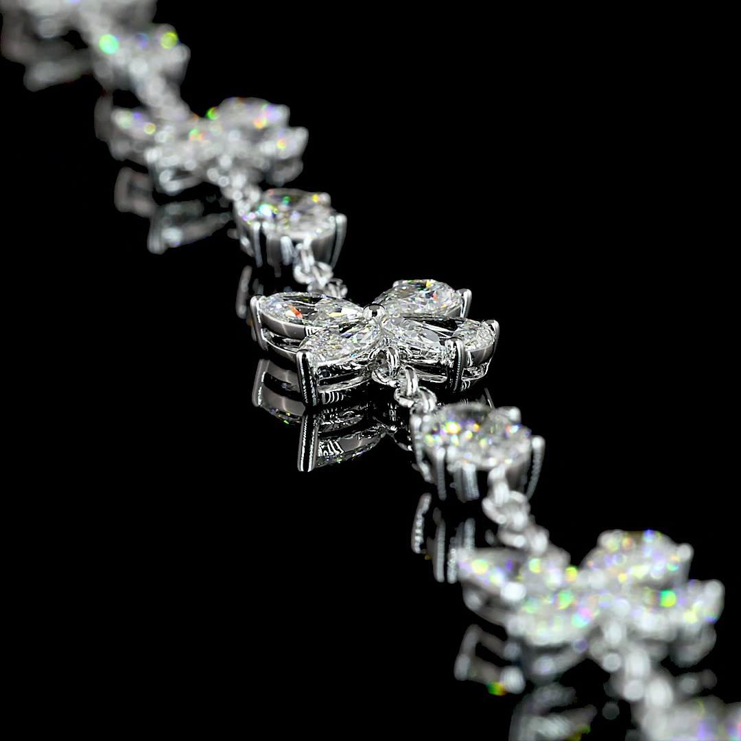 5ctw Prong Oval & Pear Station Necklace