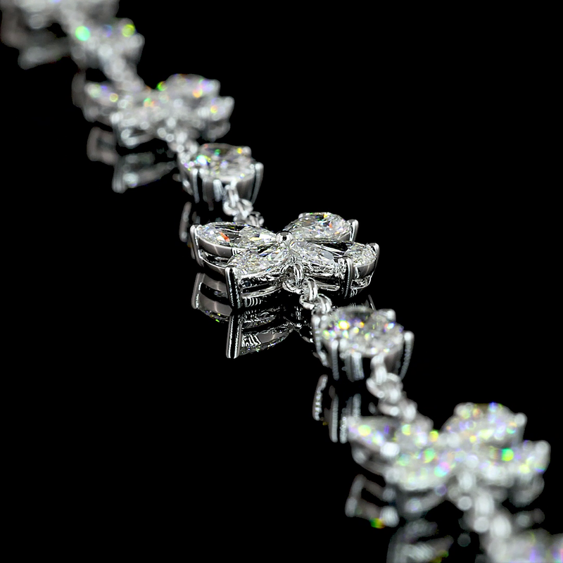 5ctw Prong Oval & Pear Station Necklace