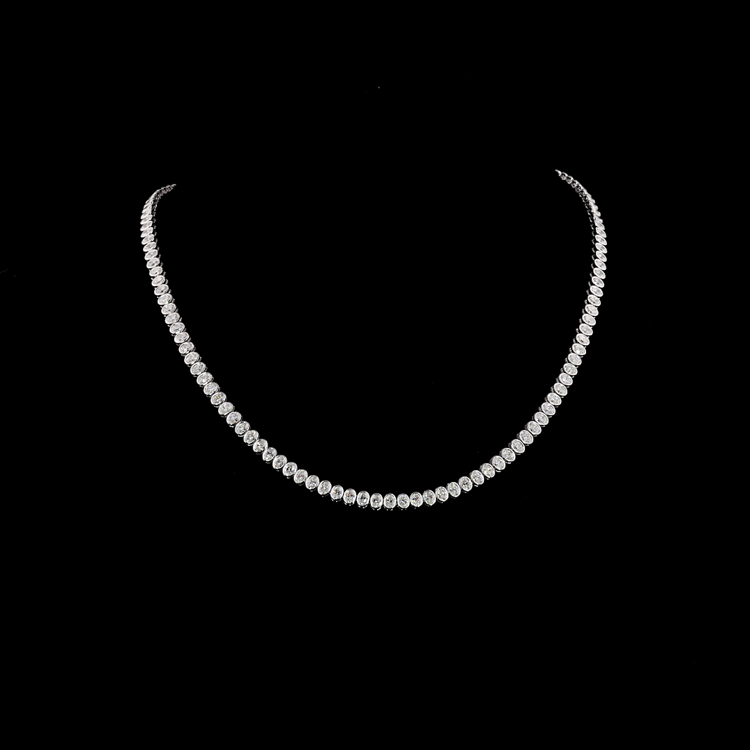 10ctw Bezel Oval Tennis Necklace