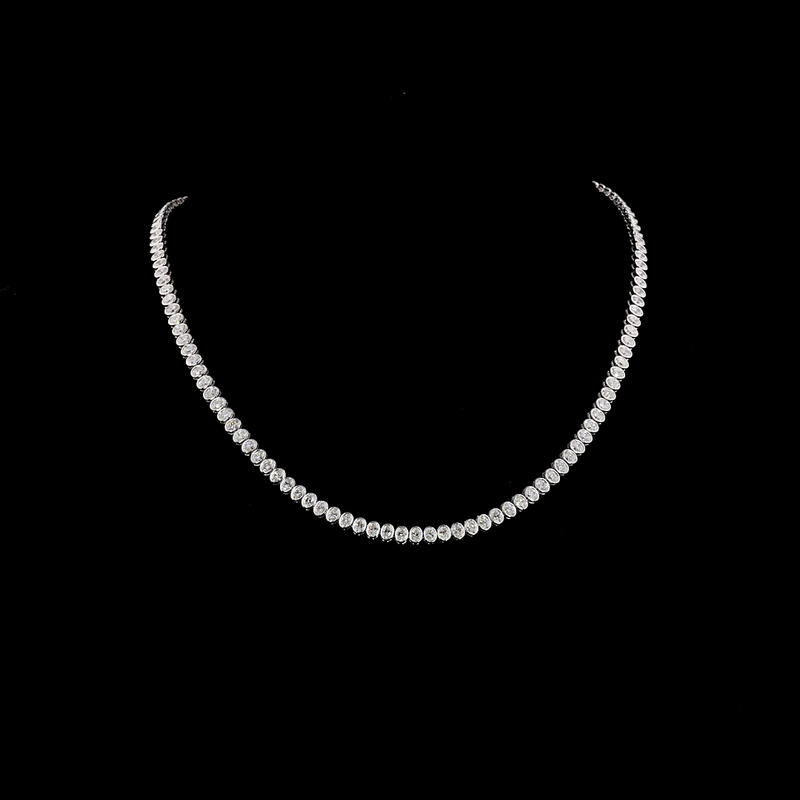 10ctw Bezel Oval Tennis Necklace
