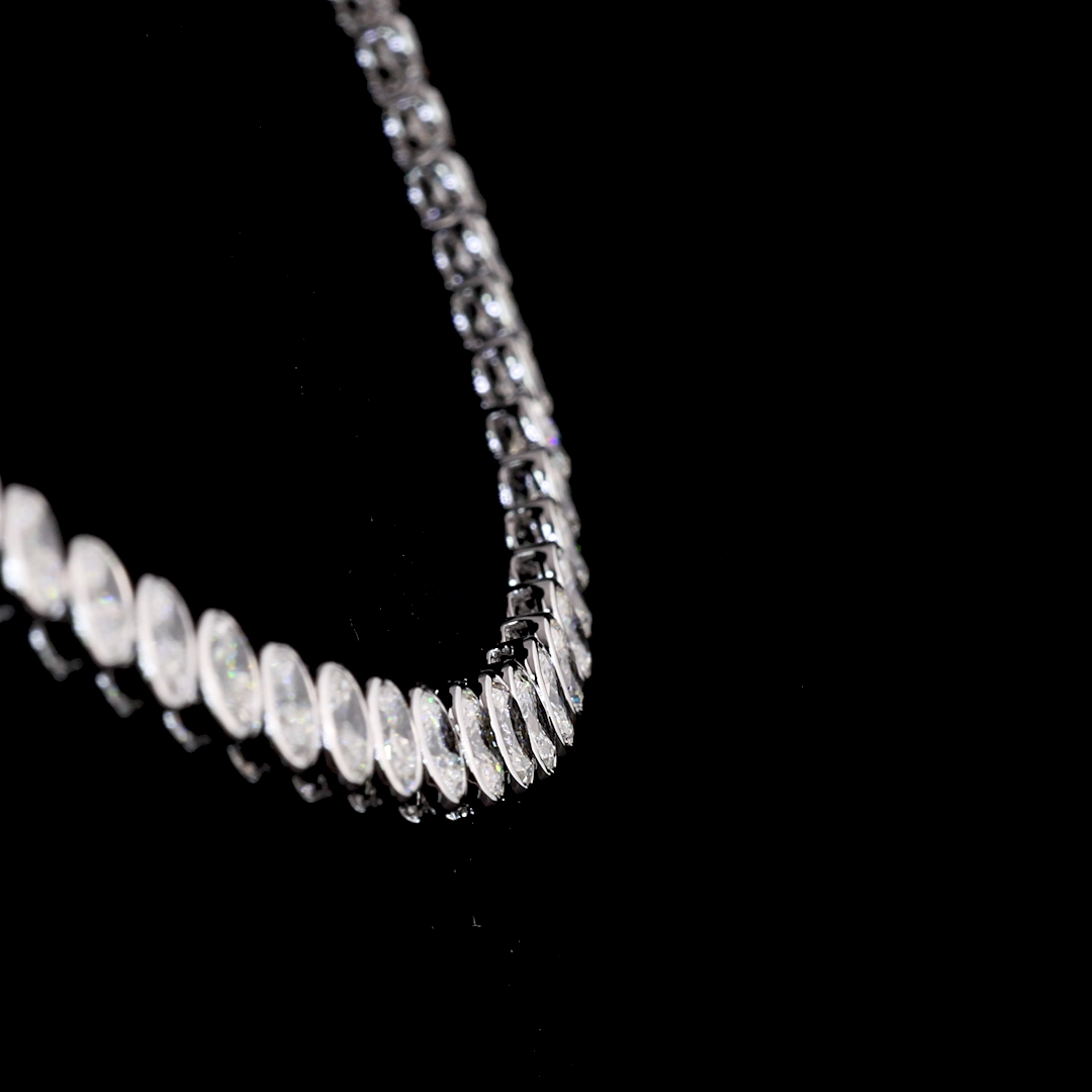 10ctw Bezel Oval Tennis Necklace