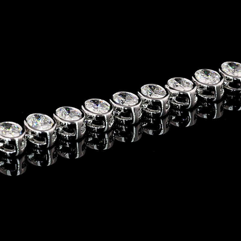 10ctw Bezel Oval Tennis Necklace
