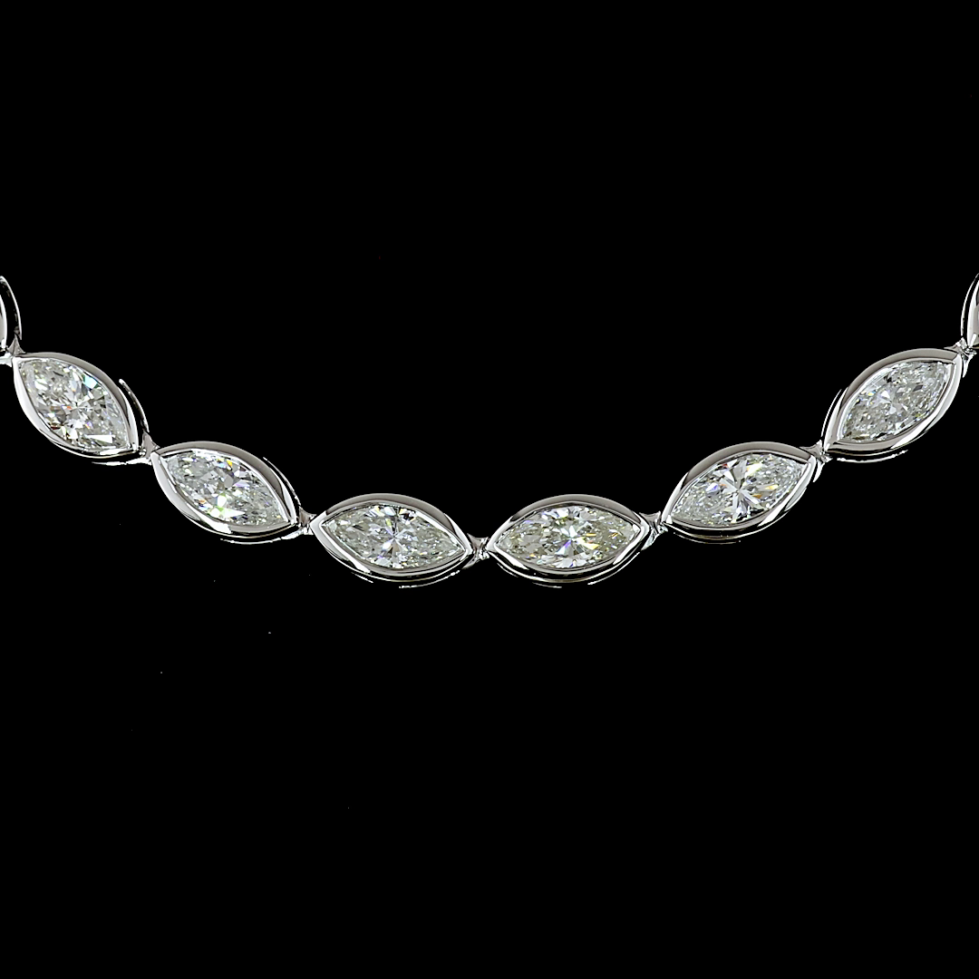 11ctw Bezel East West Marquise Tennis Necklace