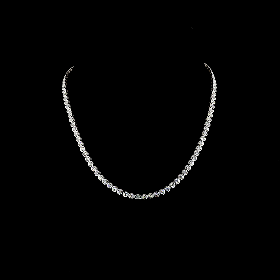10ctw Bezel Round Tennis Necklace