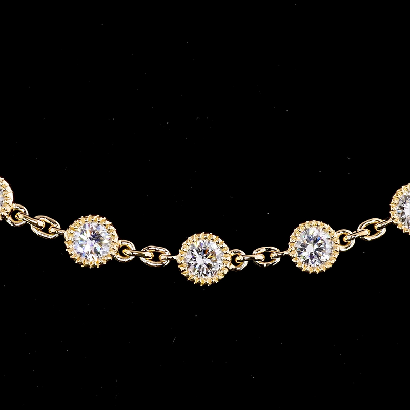 14ctw Bezel Round Double Strand Station Necklace