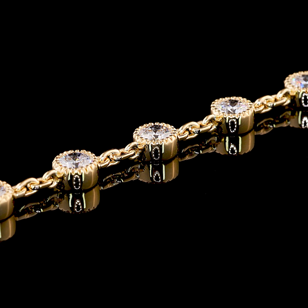 14ctw Bezel Round Double Strand Station Necklace