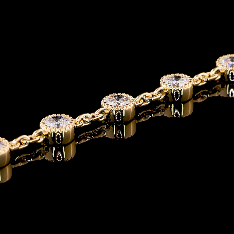 14ctw Bezel Round Double Strand Station Necklace