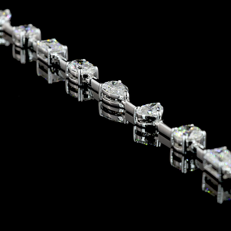 18ctw Prong Pear, Heart, Emerald & Oval Lariat Necklace