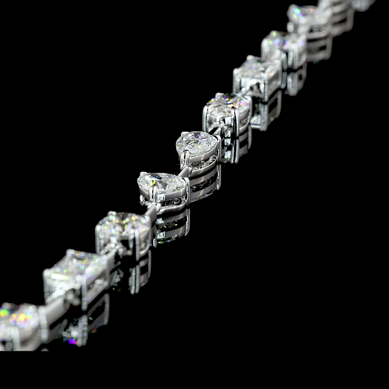 18ctw Prong Pear, Heart, Emerald & Oval Lariat Necklace